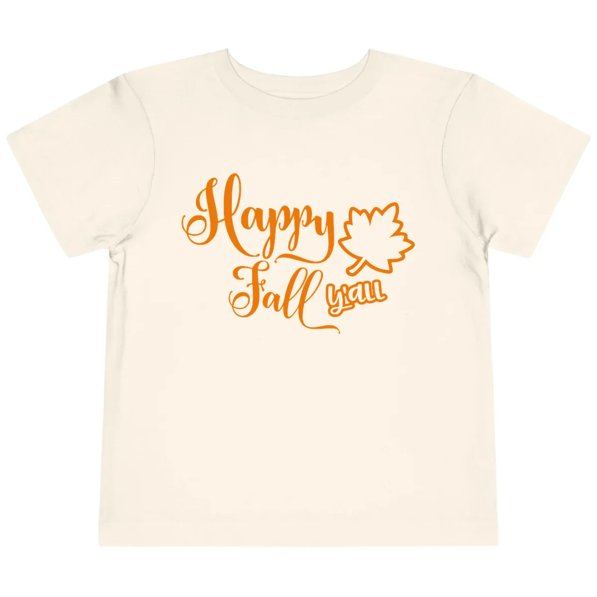 Happy Fall Y'all Autumn Leaf Toddler T-Shirt in Natural