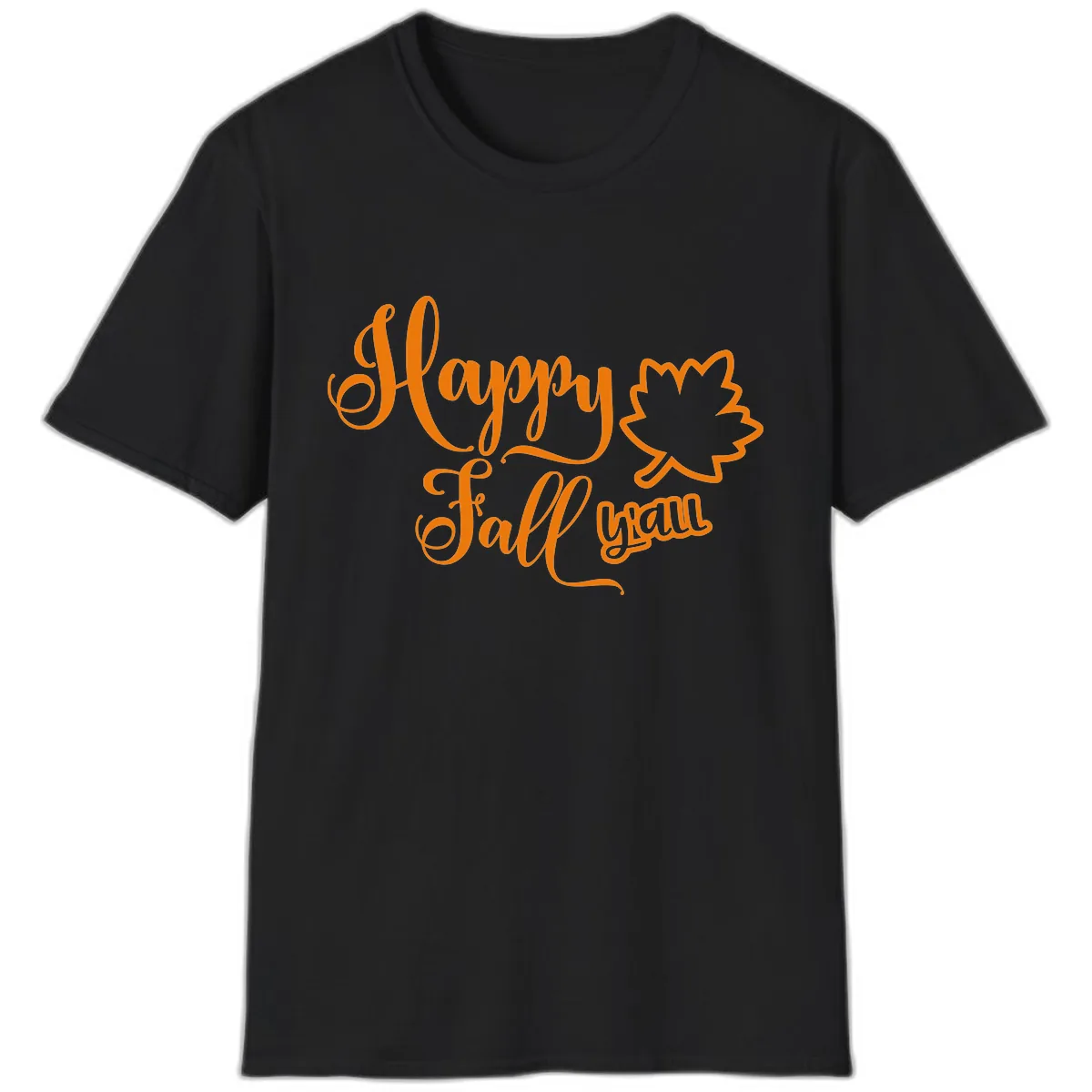 Happy Fall Y'all Autumn Leaf T-Shirt in Black