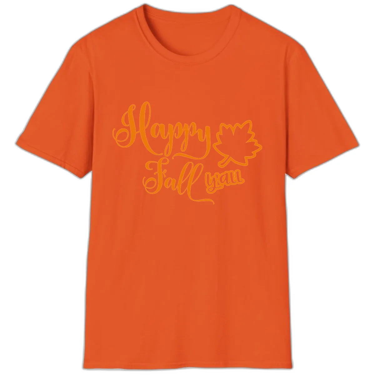 Happy Fall Y'all Autumn Leaf T-Shirt in Orange