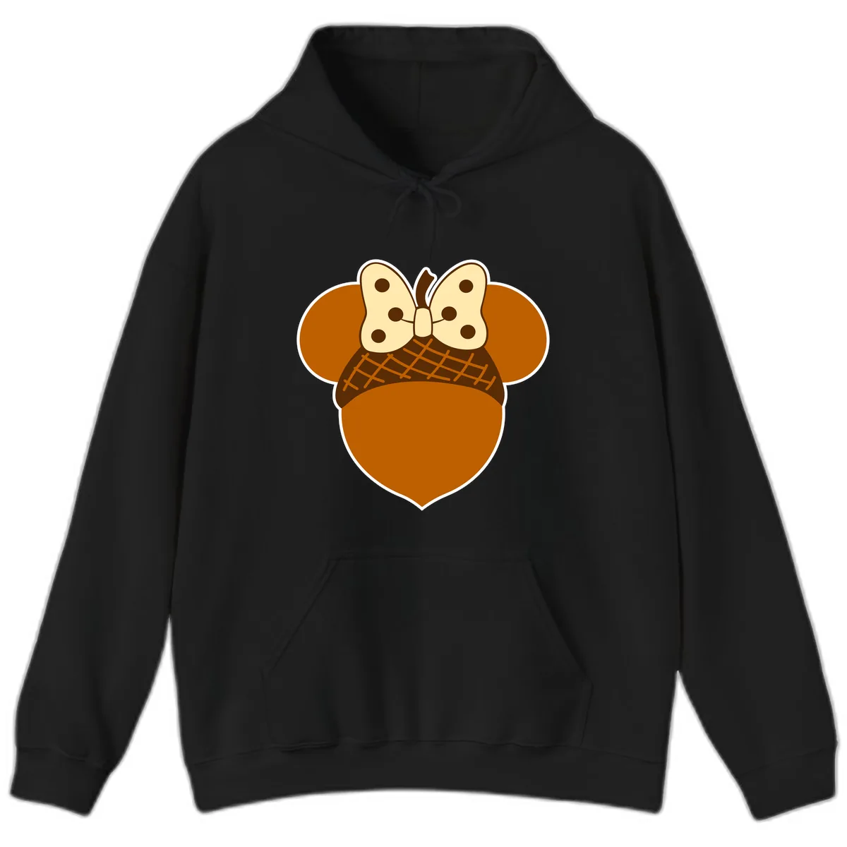 Acorn Mouse Ears Thanksgiving Design Hoodie in Black