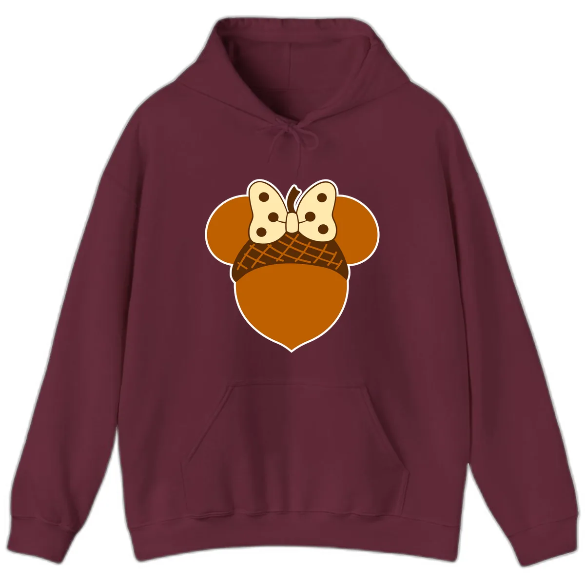 Acorn Mouse Ears Thanksgiving Design Hoodie in Maroon