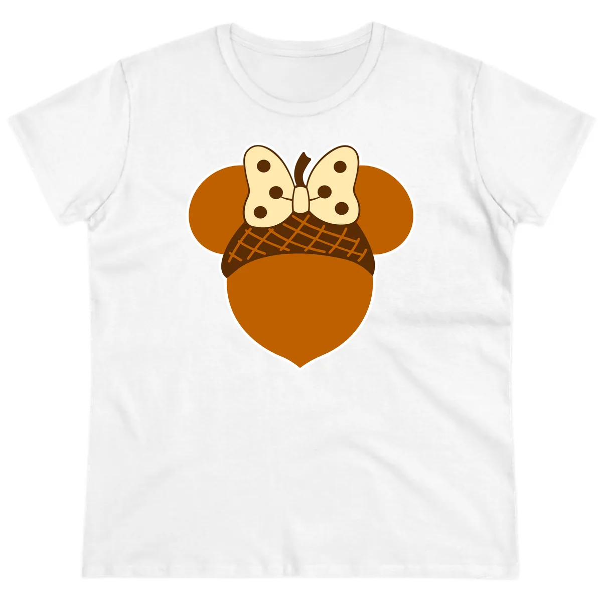 Acorn Mouse Ears Thanksgiving Design Ladies Tee in White