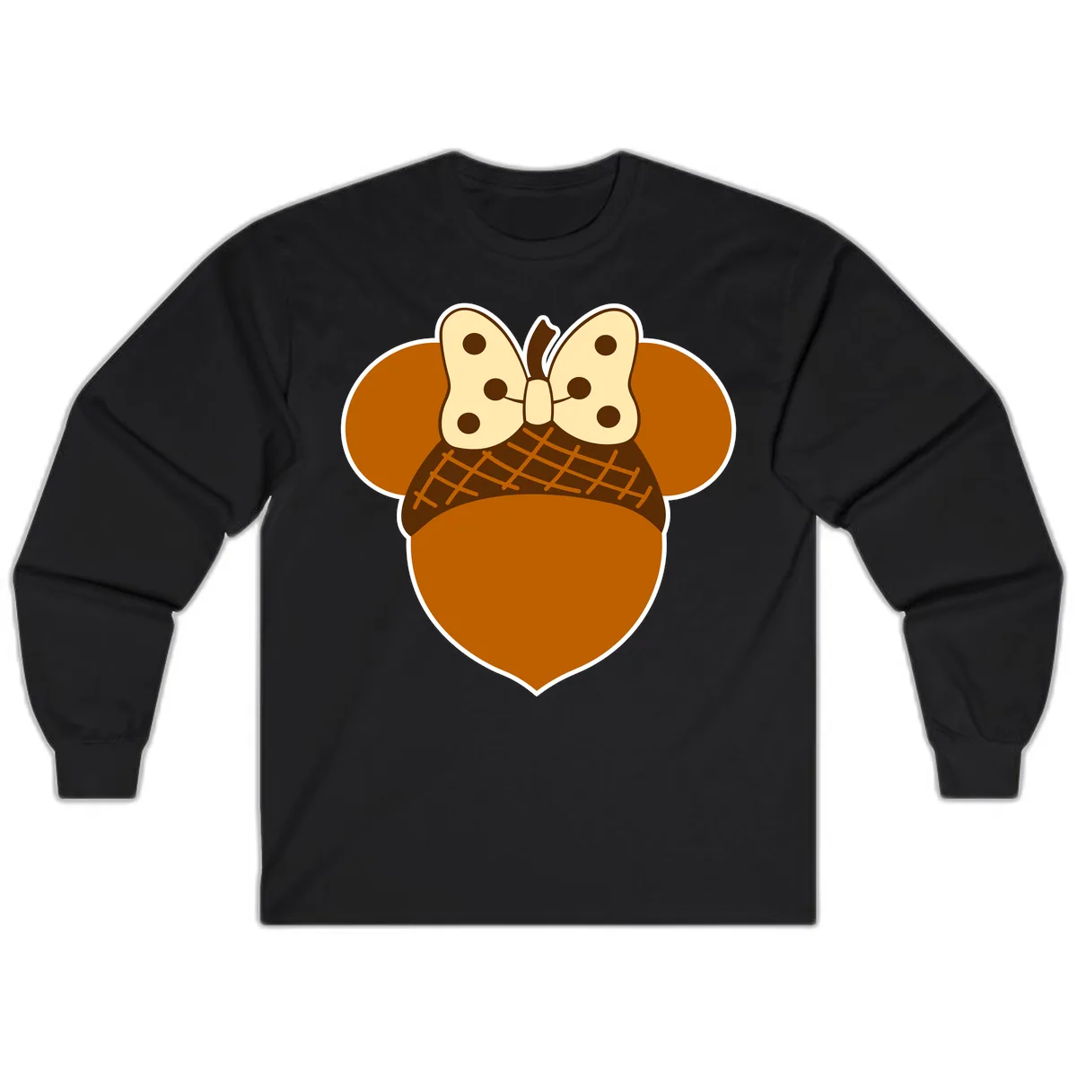 Acorn Mouse Ears Thanksgiving Design Long Sleeve in Black