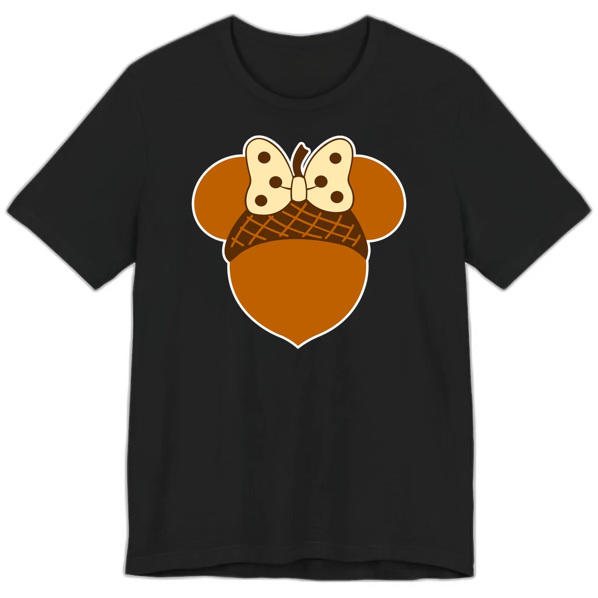 Acorn Mouse Ears Thanksgiving Design Premium T-Shirt in Black