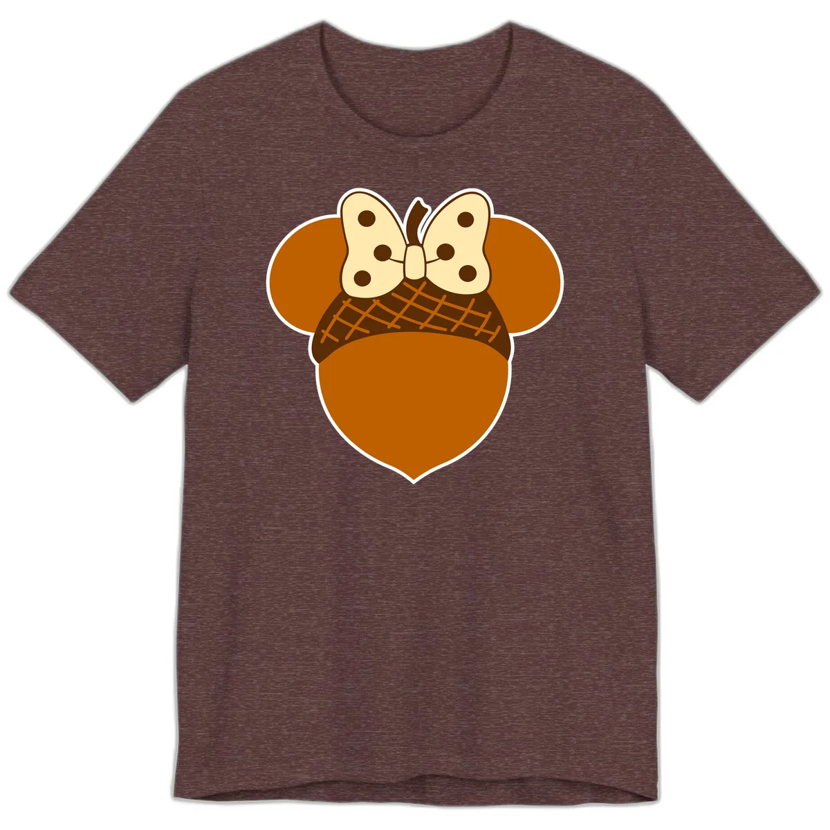 Acorn Mouse Ears Thanksgiving Design Premium T-Shirt in Heather Maroon