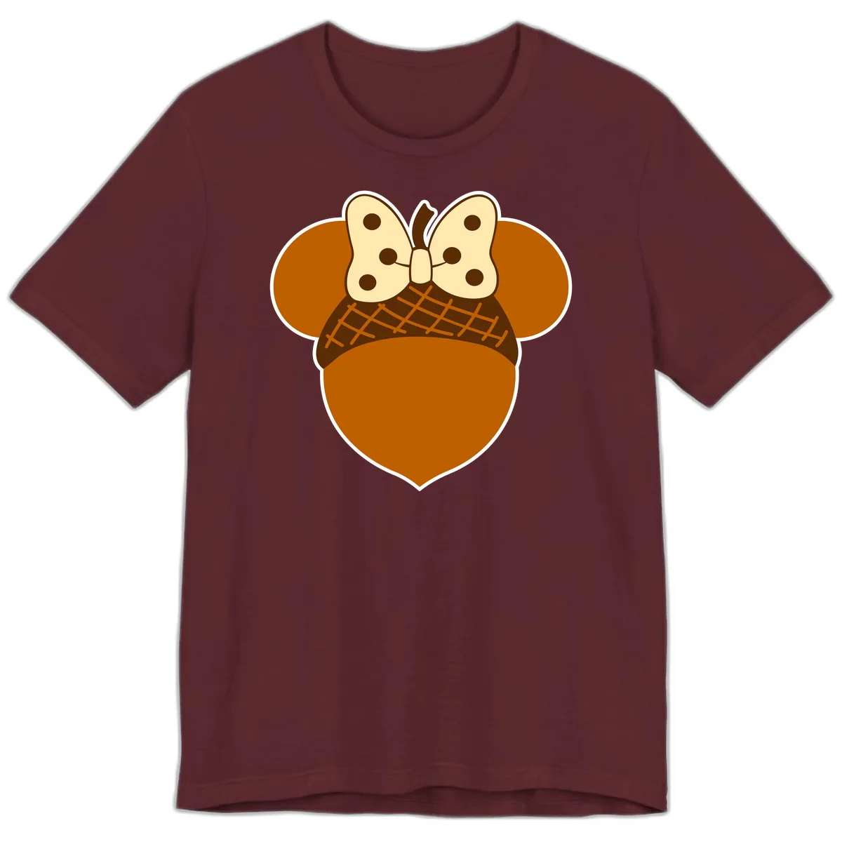 Acorn Mouse Ears Thanksgiving Design Premium T-Shirt in Maroon
