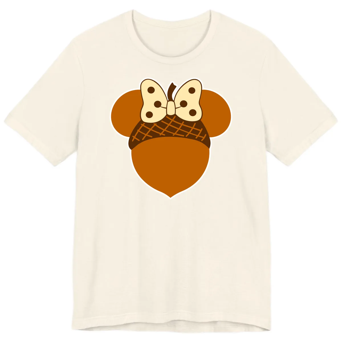 Acorn Mouse Ears Thanksgiving Design Premium T-Shirt in Natural