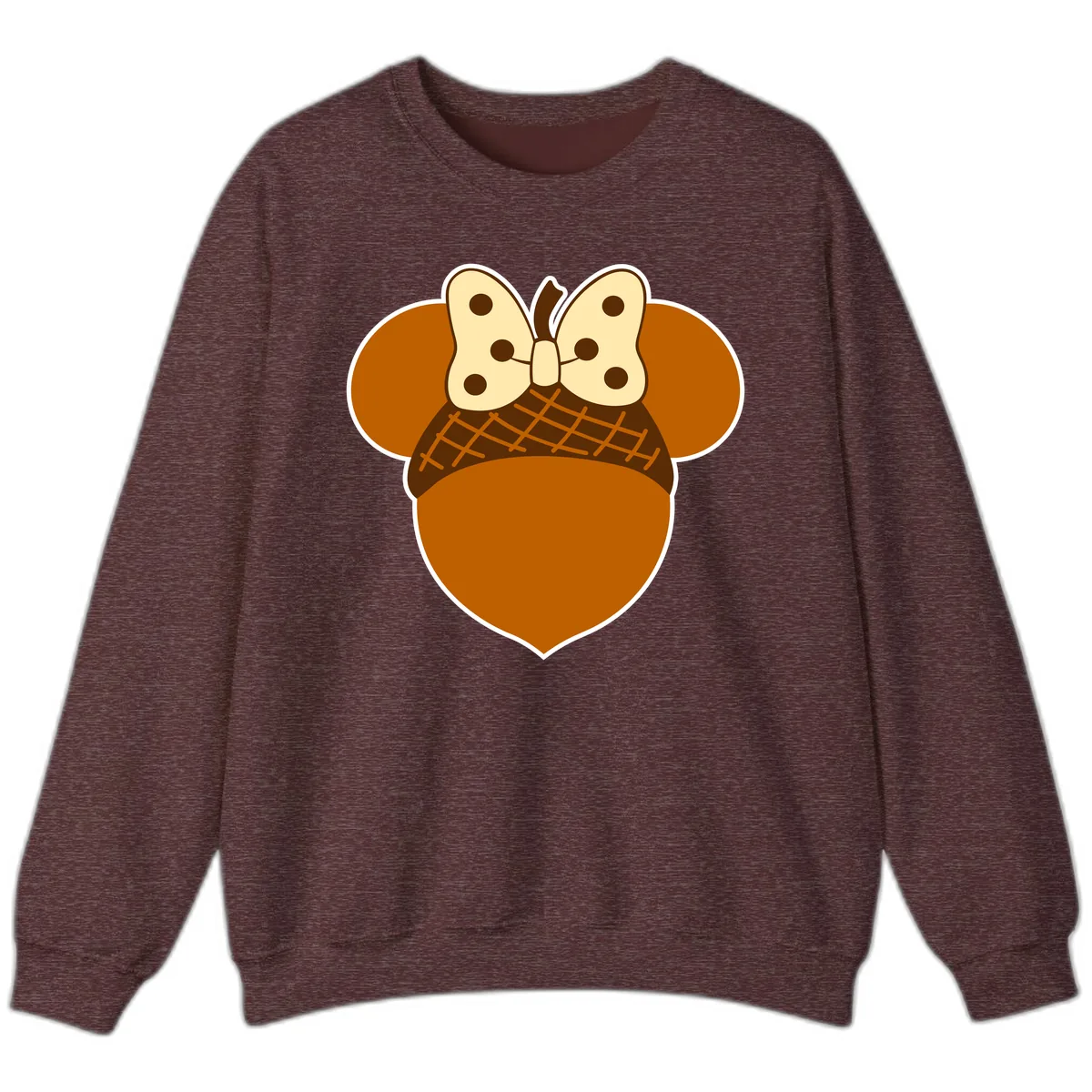 Acorn Mouse Ears Thanksgiving Design Sweatshirt in Heather Sport Dark Maroon