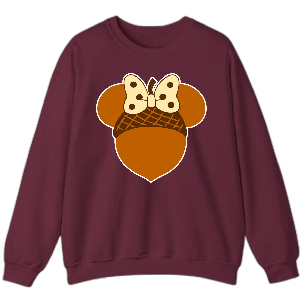 Acorn Mouse Ears Thanksgiving Design Sweatshirt in Maroon