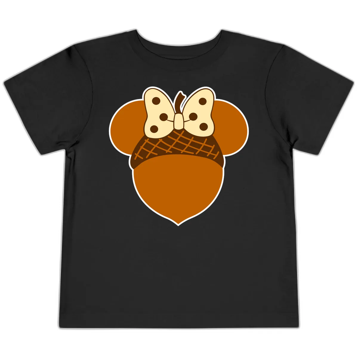 Acorn Mouse Ears Thanksgiving Design Toddler T-Shirt in Black
