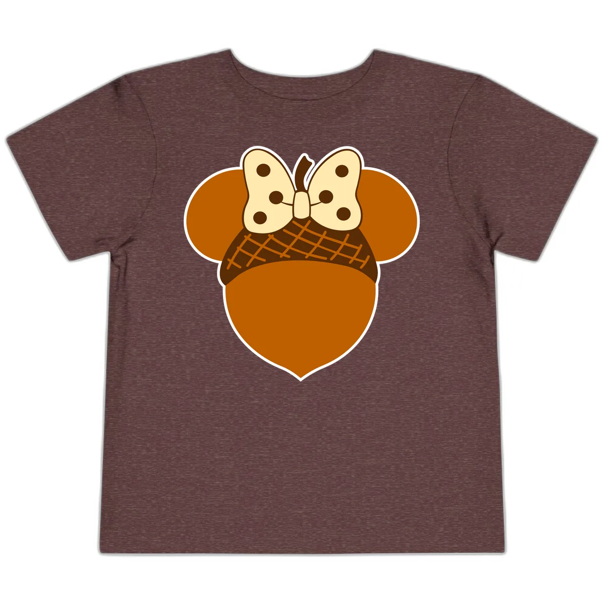 Acorn Mouse Ears Thanksgiving Design Toddler T-Shirt in Heather Maroon