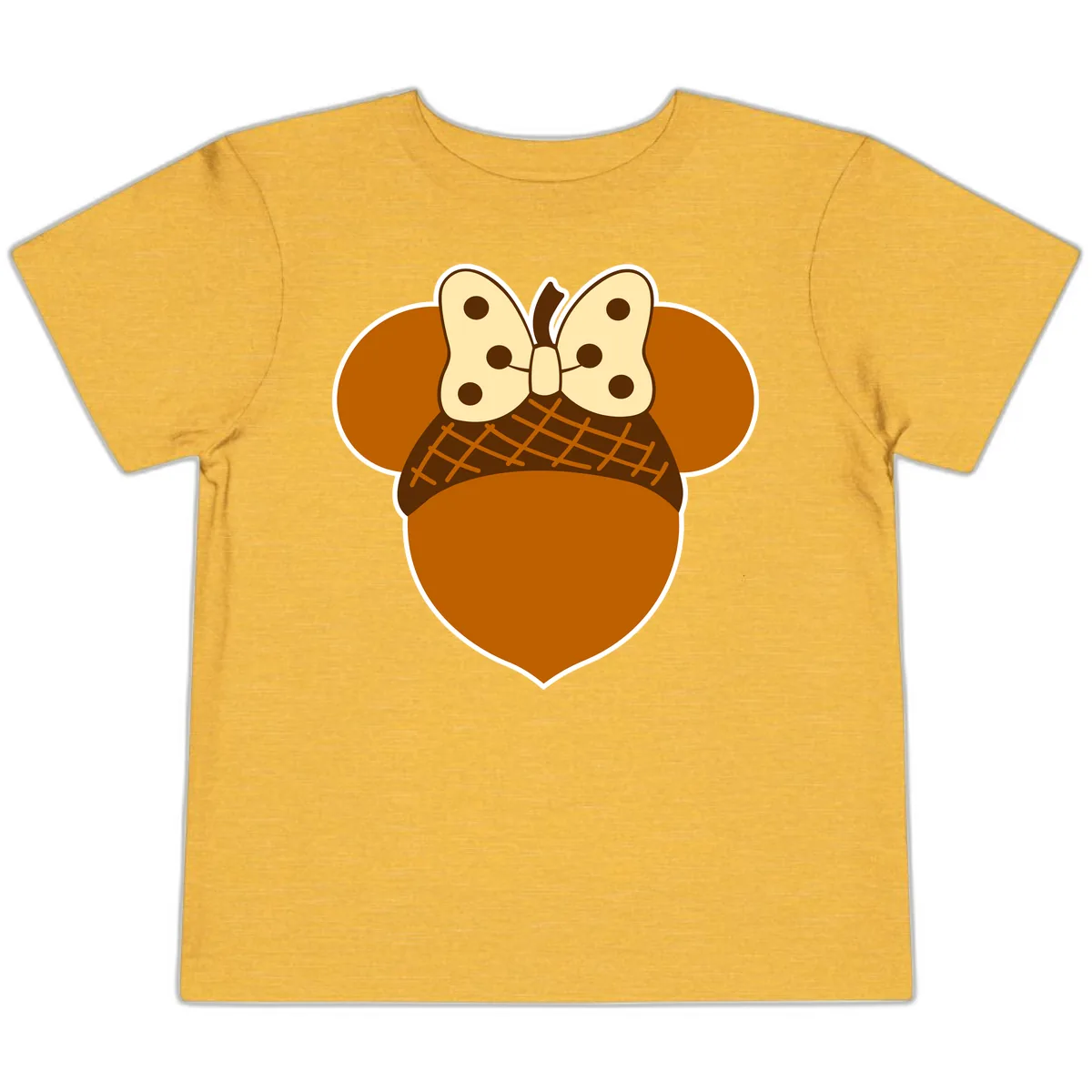 Acorn Mouse Ears Thanksgiving Design Toddler T-Shirt in Heather Yellow Gold