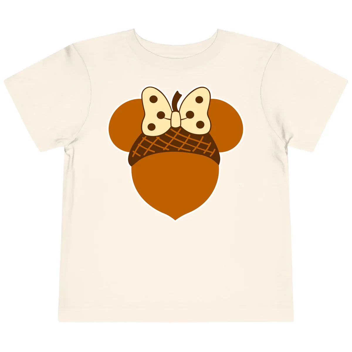 Acorn Mouse Ears Thanksgiving Design Toddler T-Shirt in Natural