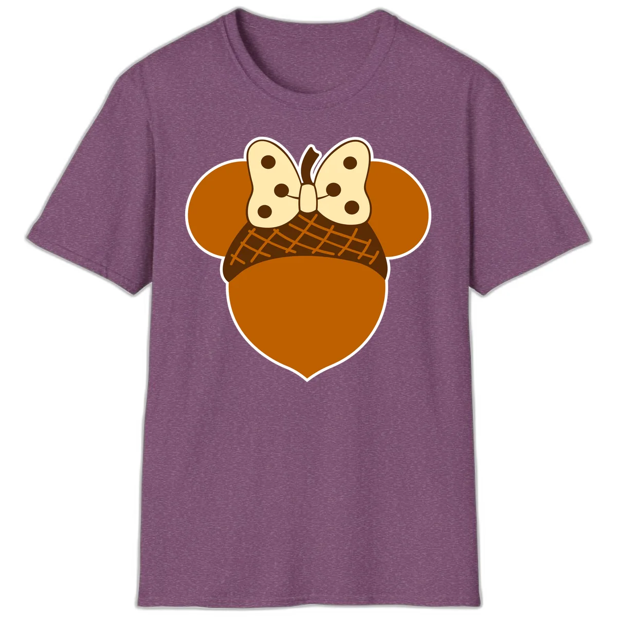 Acorn Mouse Ears Thanksgiving Design T-Shirt in Heather Maroon