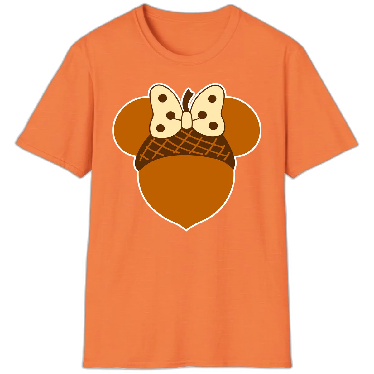 Acorn Mouse Ears Thanksgiving Design T-Shirt in Heather Orange