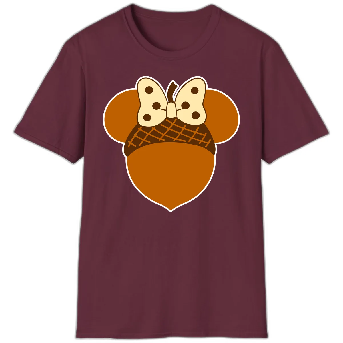 Acorn Mouse Ears Thanksgiving Design T-Shirt in Maroon