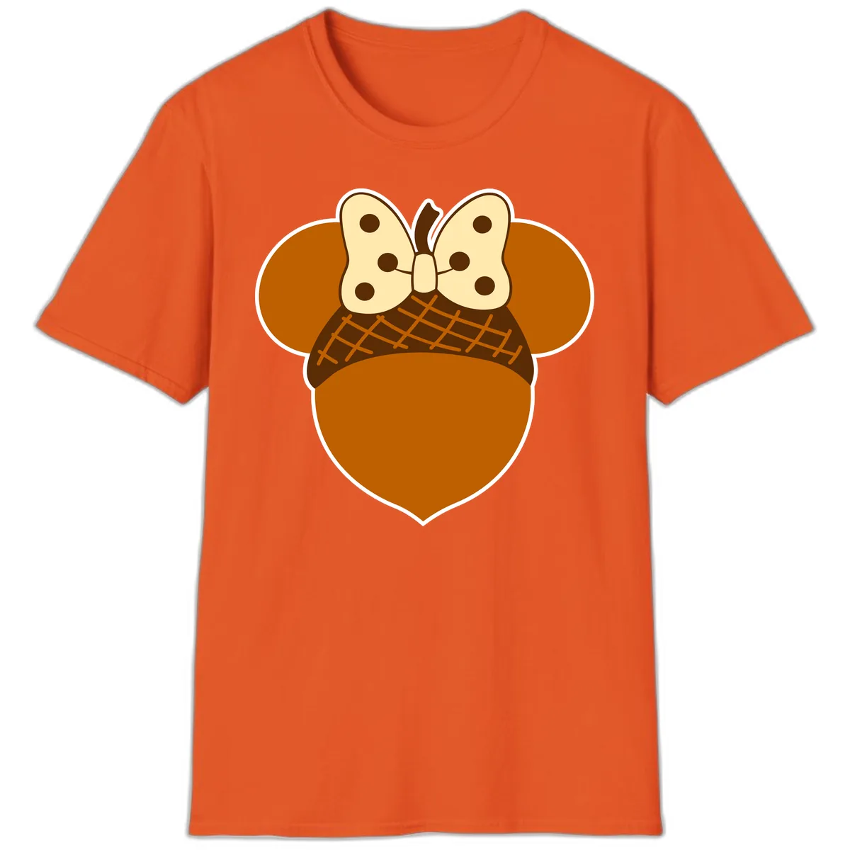 Acorn Mouse Ears Thanksgiving Design T-Shirt in Orange