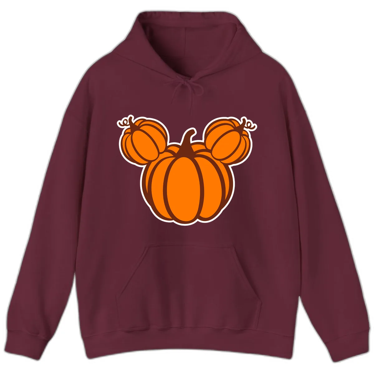 Mickey Pumpkin Head Design Hoodie in Maroon