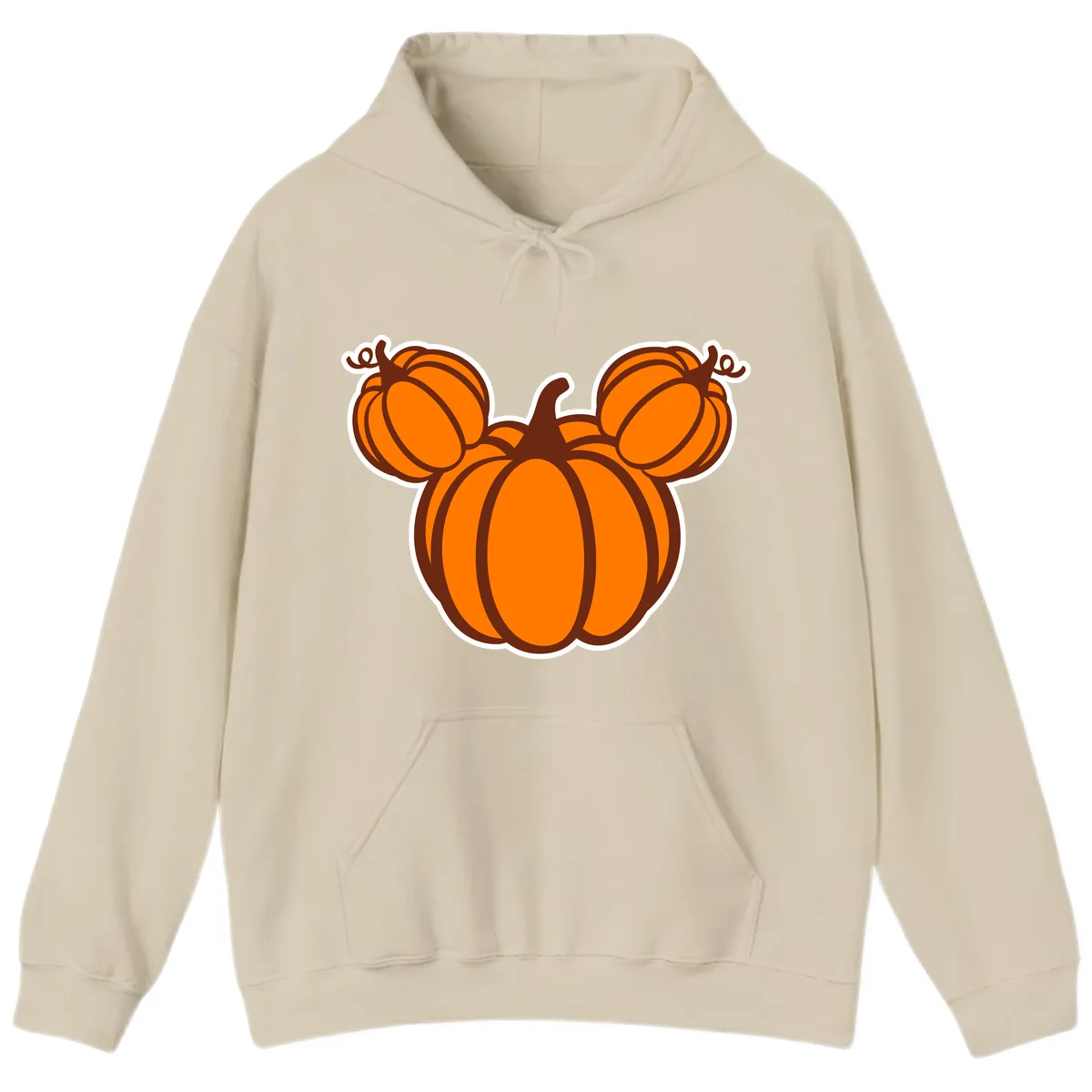 Mickey Pumpkin Head Design Hoodie in Sand