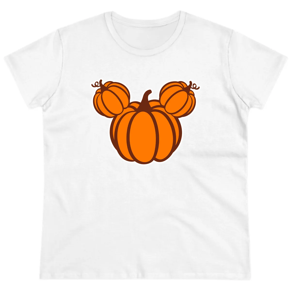 Mickey Pumpkin Head Design Ladies Tee in White