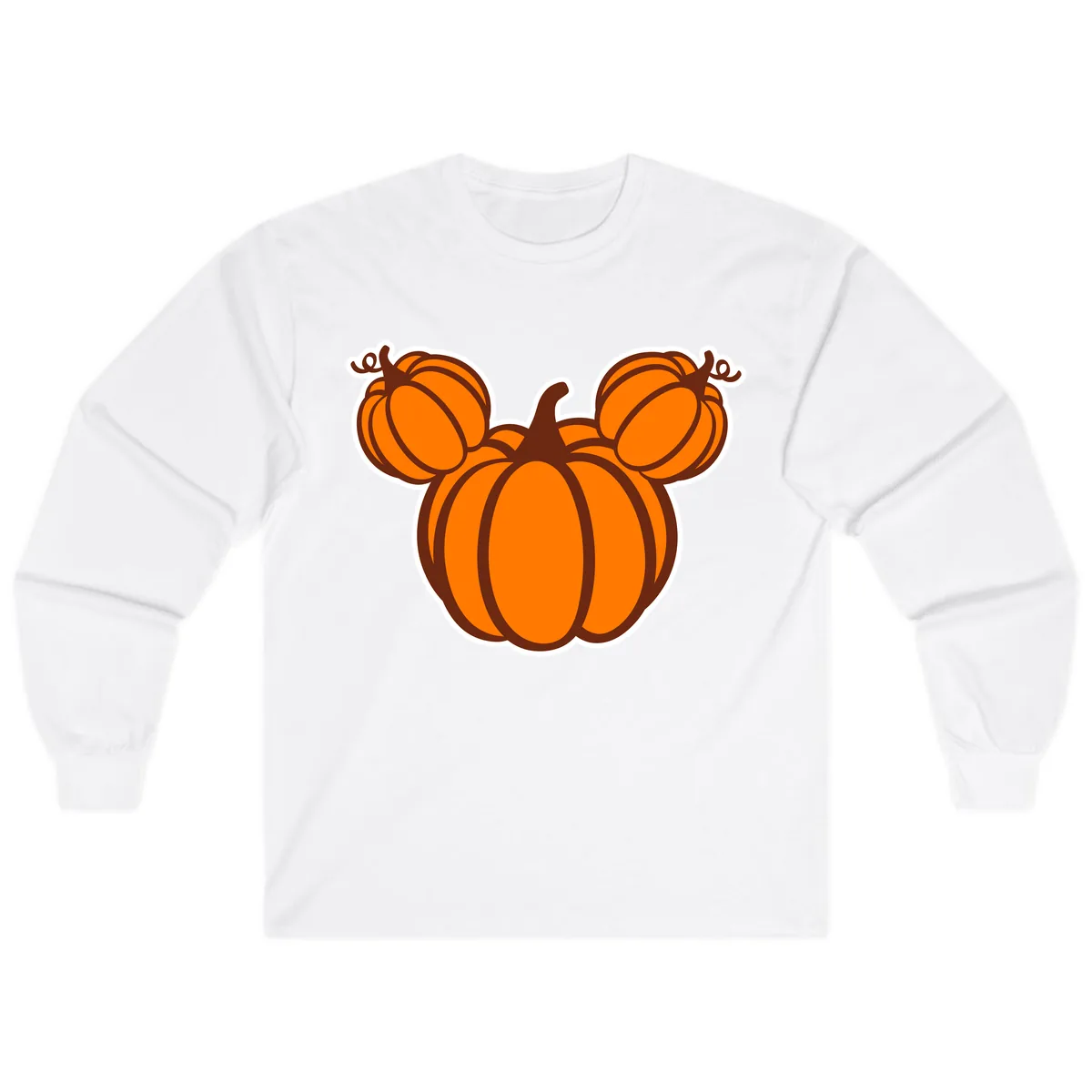 Mickey Pumpkin Head Design Long Sleeve in White
