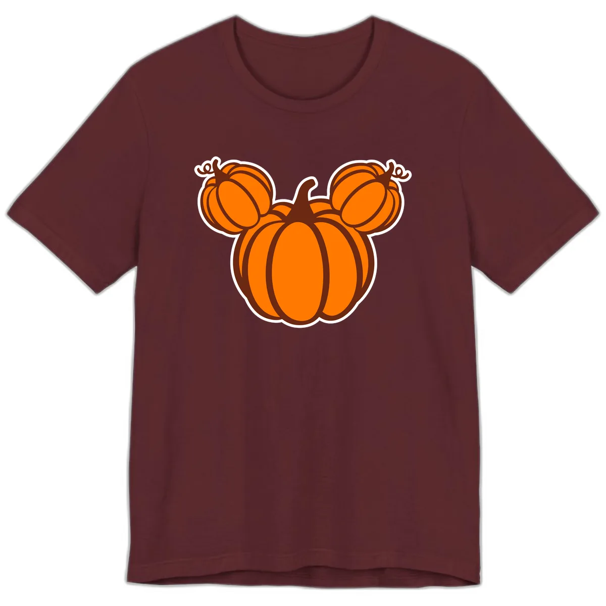 Mickey Pumpkin Head Design Premium T-Shirt in Maroon