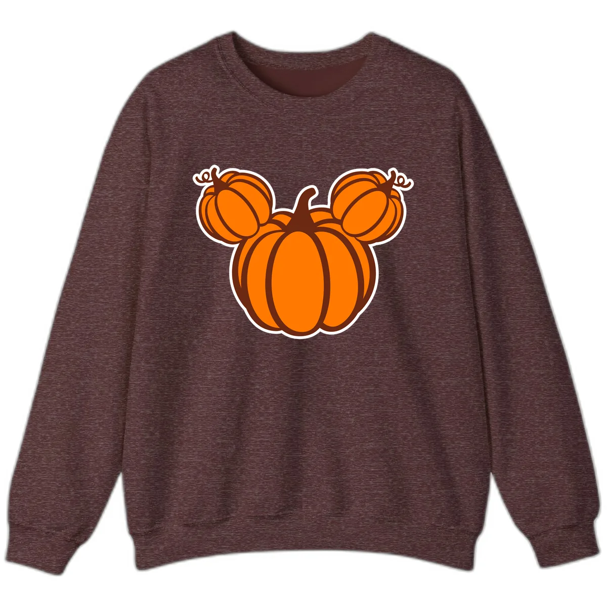 Mickey Pumpkin Head Design Sweatshirt in Heather Sport Dark Maroon