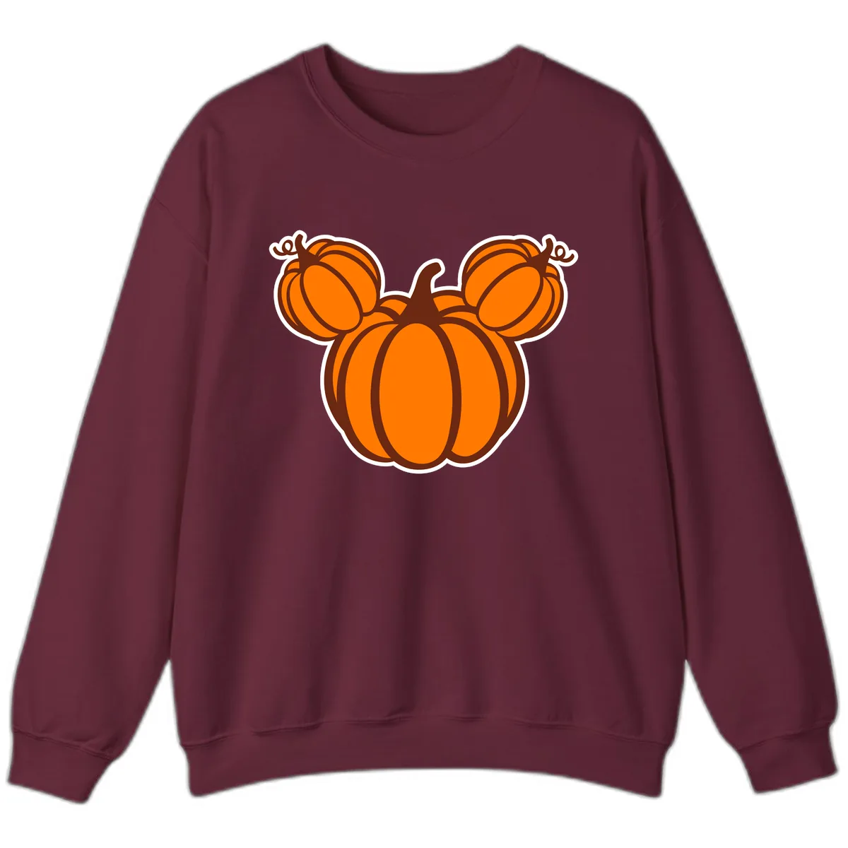 Mickey Pumpkin Head Design Sweatshirt in Maroon
