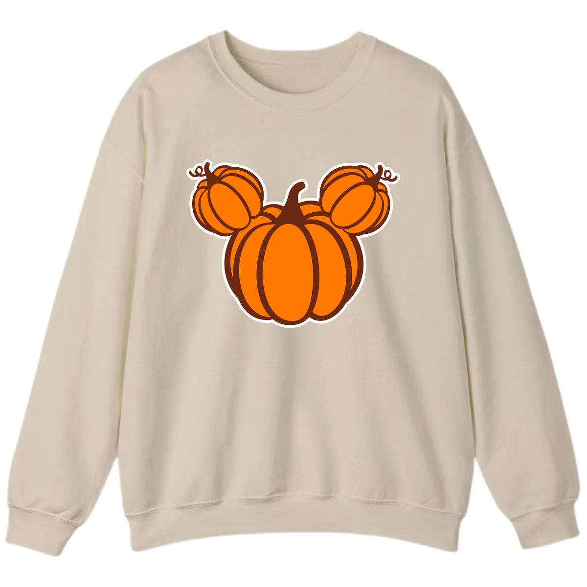 Mickey Pumpkin Head Design Sweatshirt in Sand