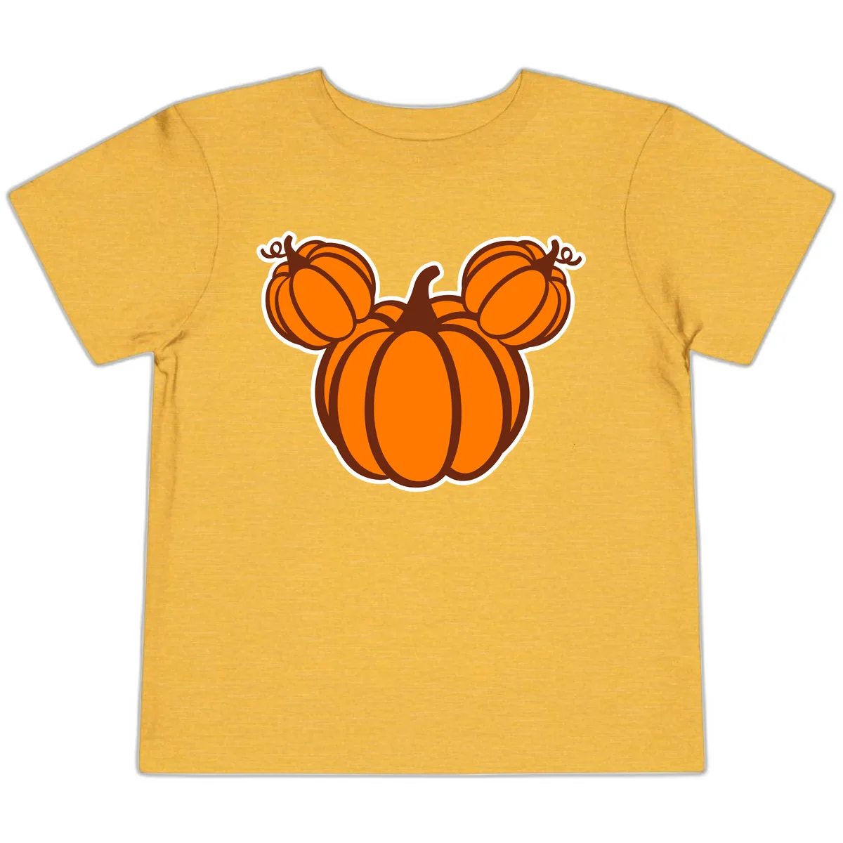 Mickey Pumpkin Head Design Toddler T-Shirt in Heather Yellow Gold