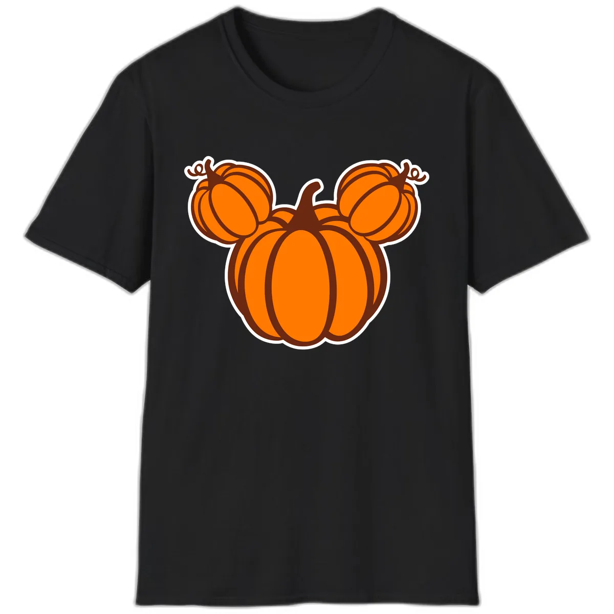 Mickey Pumpkin Head Design T-Shirt in Black