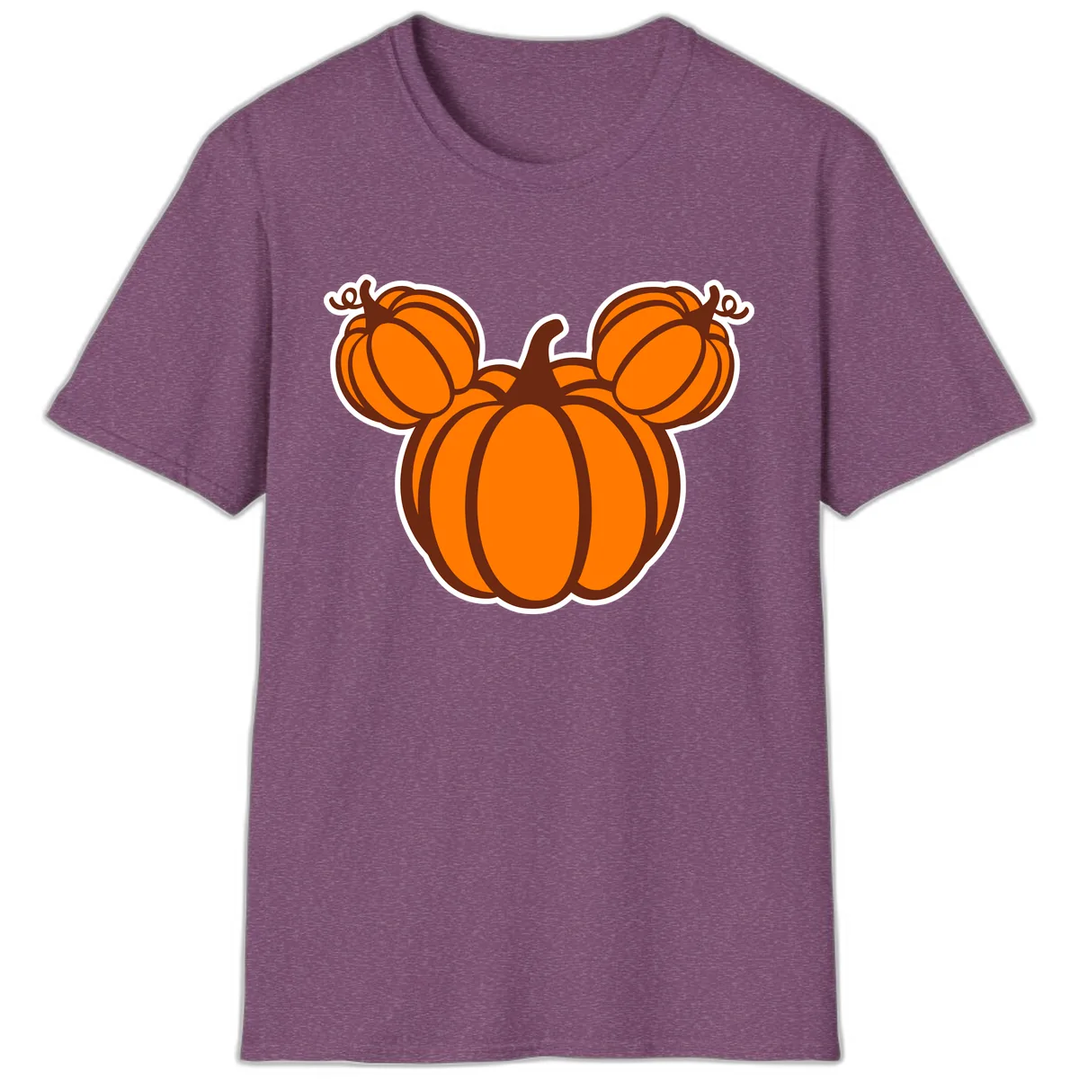Mickey Pumpkin Head Design T-Shirt in Heather Maroon