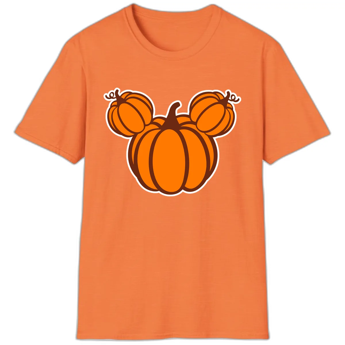 Mickey Pumpkin Head Design T-Shirt in Heather Orange
