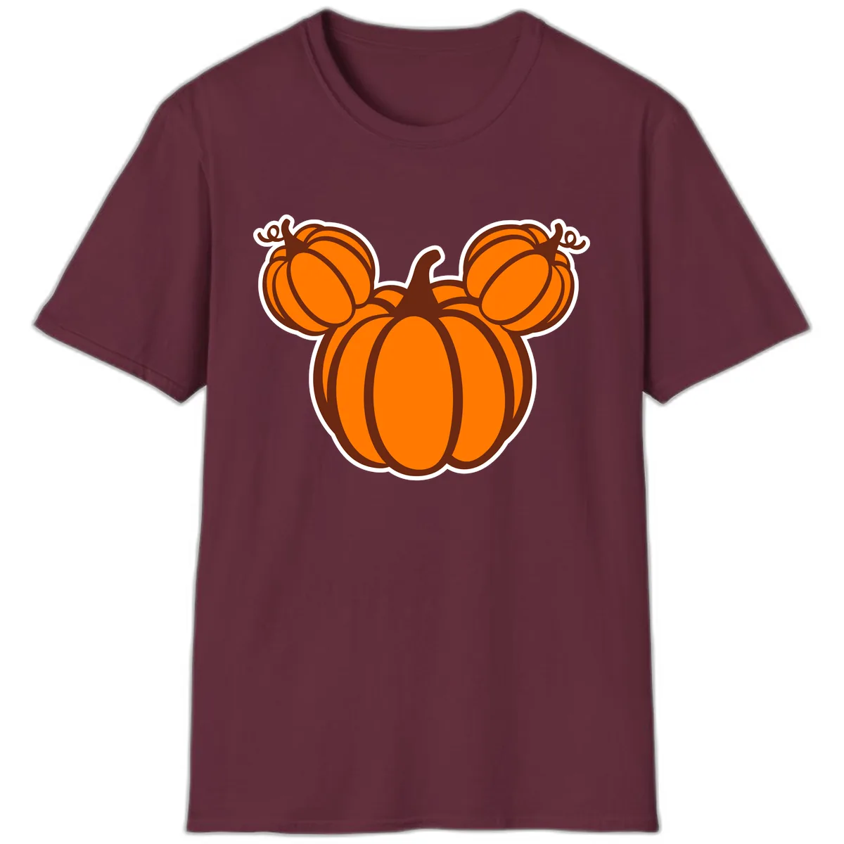Mickey Pumpkin Head Design T-Shirt in Maroon