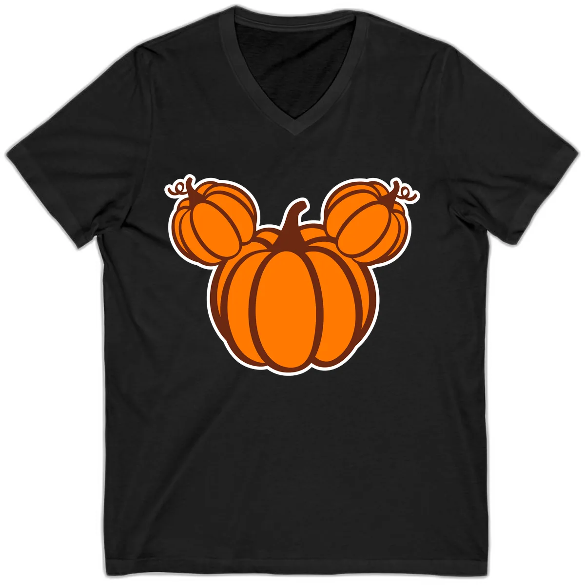 Mickey Pumpkin Head Design V-Neck in Black
