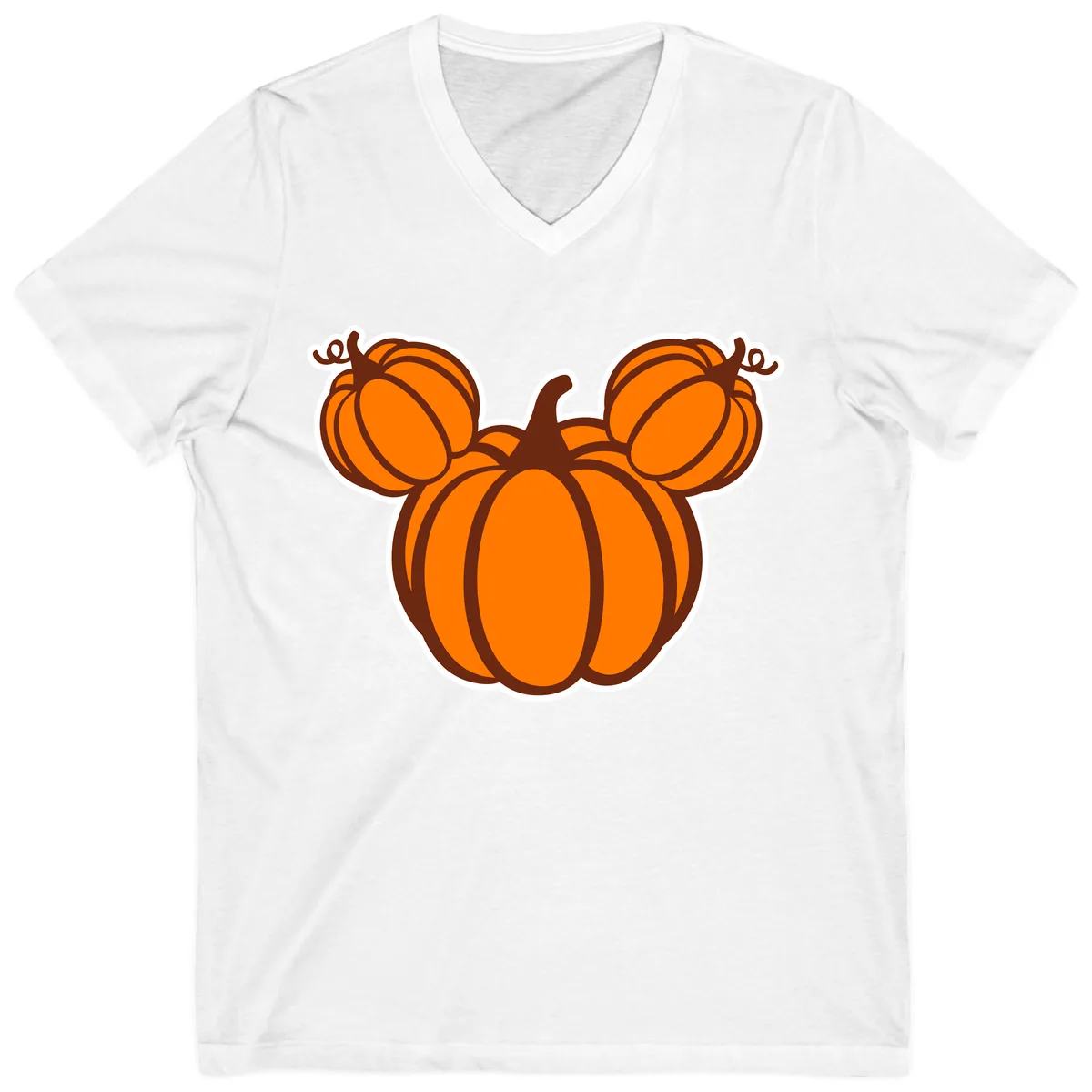 Mickey Pumpkin Head Design V-Neck in White