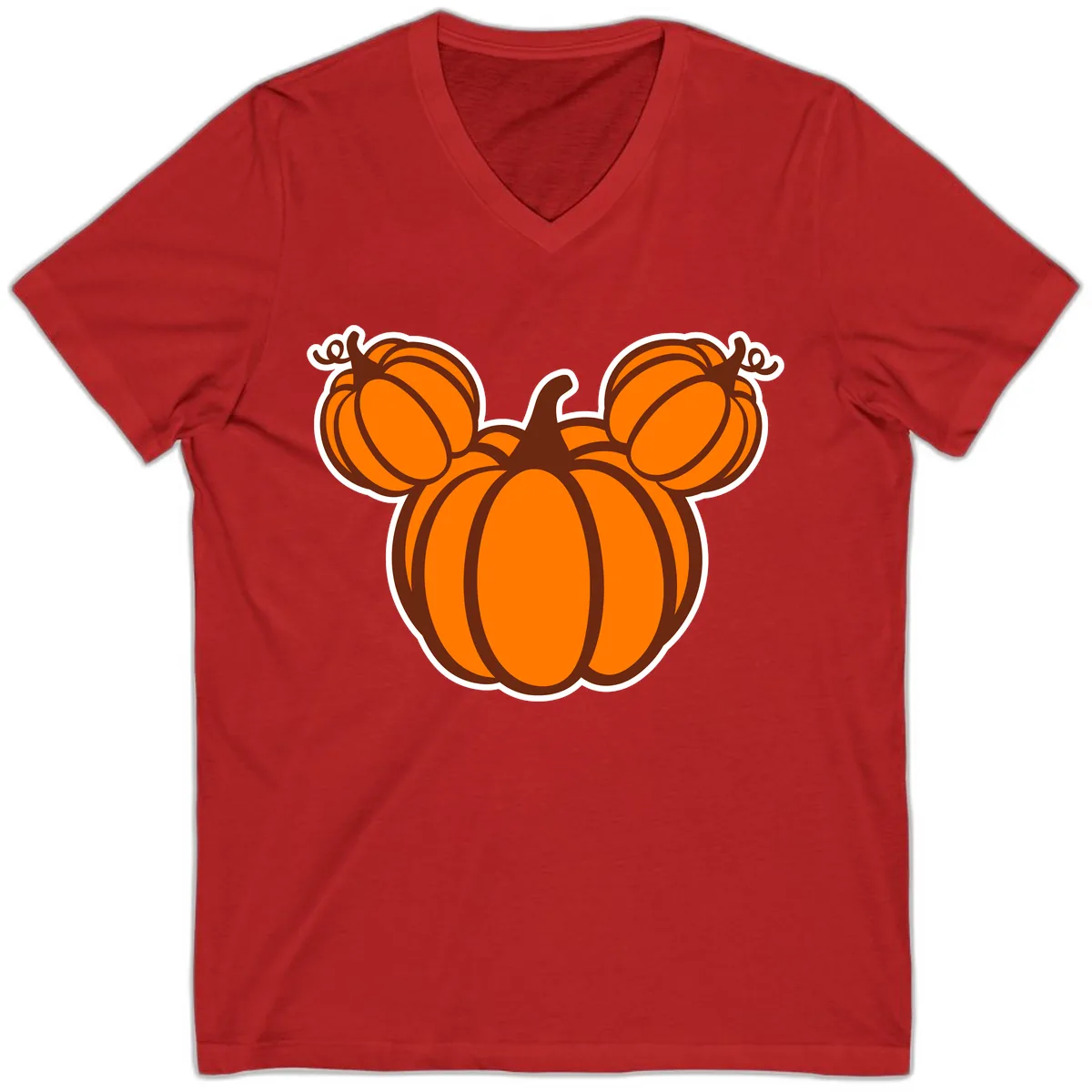 Mickey Pumpkin Head Design V-Neck in Red