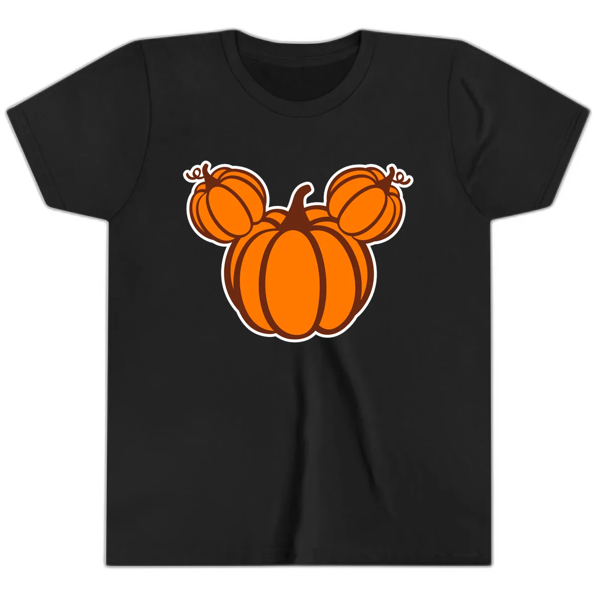 Mickey Pumpkin Head Design Youth T-Shirt in Black