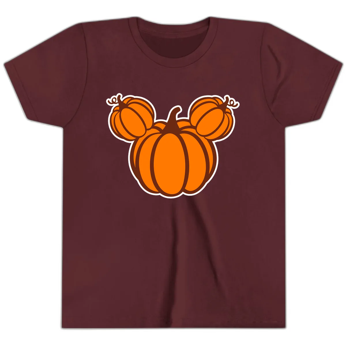 Mickey Pumpkin Head Design Youth T-Shirt in Maroon