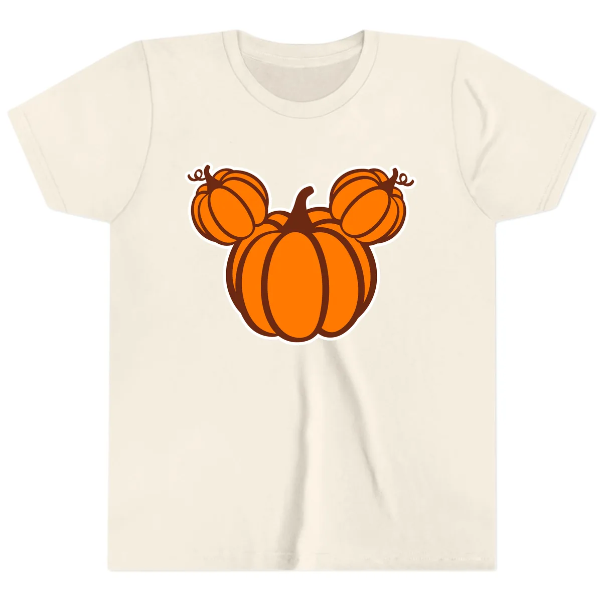 Mickey Pumpkin Head Design Youth T-Shirt in Natural