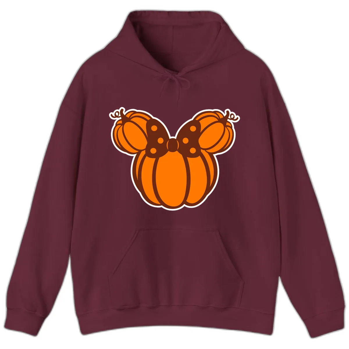 Mickey Pumpkin Bow Halloween Design Hoodie in Maroon