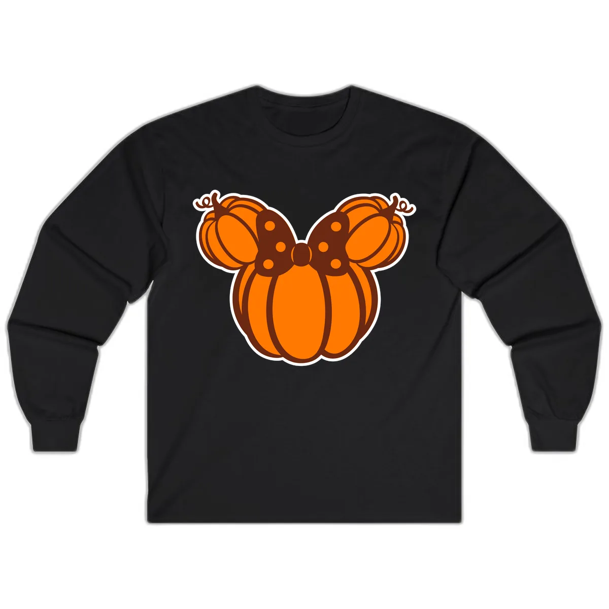 Mickey Pumpkin Bow Halloween Design Long Sleeve in Black