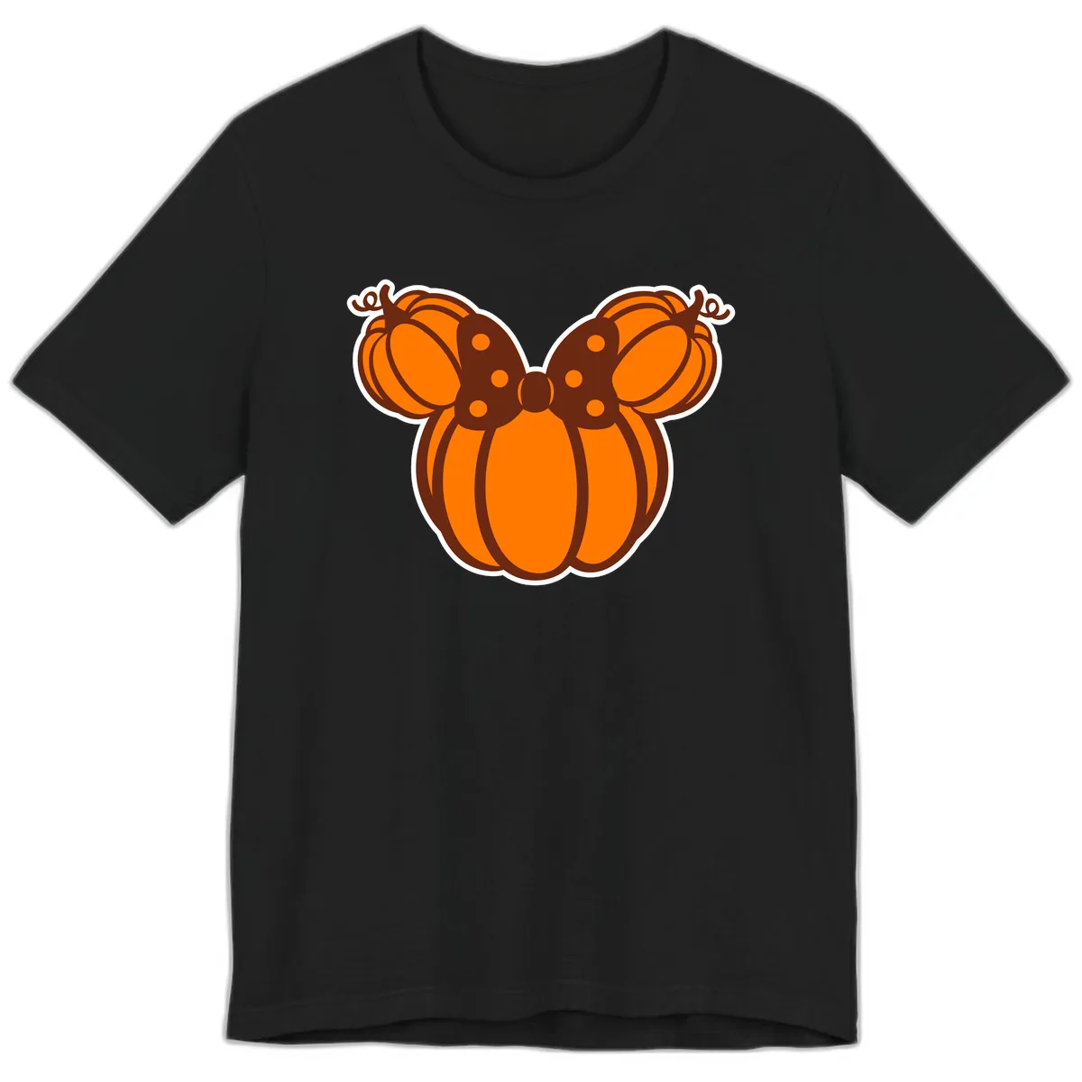 Mickey Pumpkin Bow Halloween Design Premium T-Shirt in Black