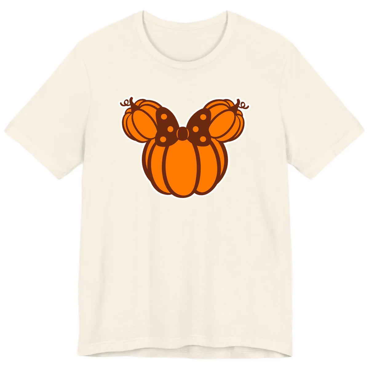 Mickey Pumpkin Bow Halloween Design Premium T-Shirt in Natural