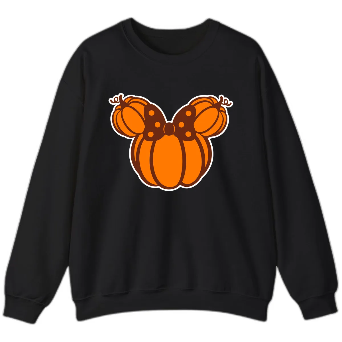 Mickey Pumpkin Bow Halloween Design Sweatshirt in Black