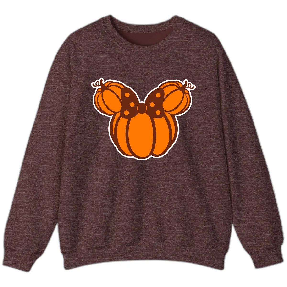 Mickey Pumpkin Bow Halloween Design Sweatshirt in Heather Sport Dark Maroon