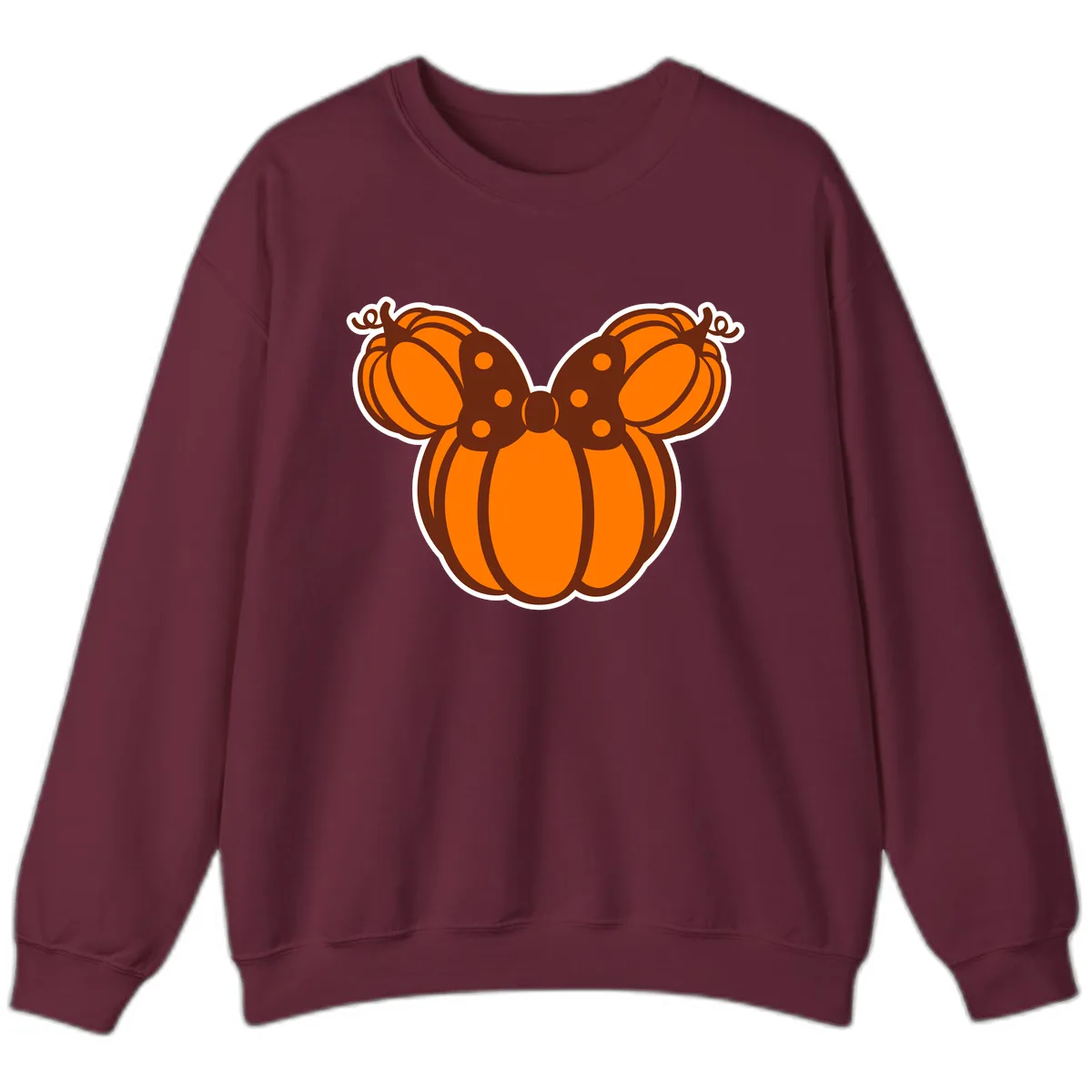 Mickey Pumpkin Bow Halloween Design Sweatshirt in Maroon