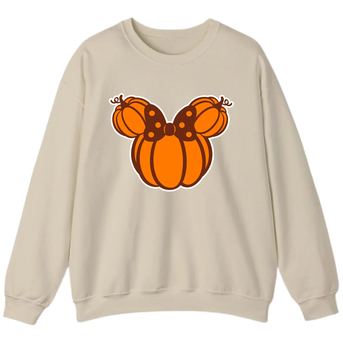 Mickey Pumpkin Bow Halloween Design Sweatshirt in Sand