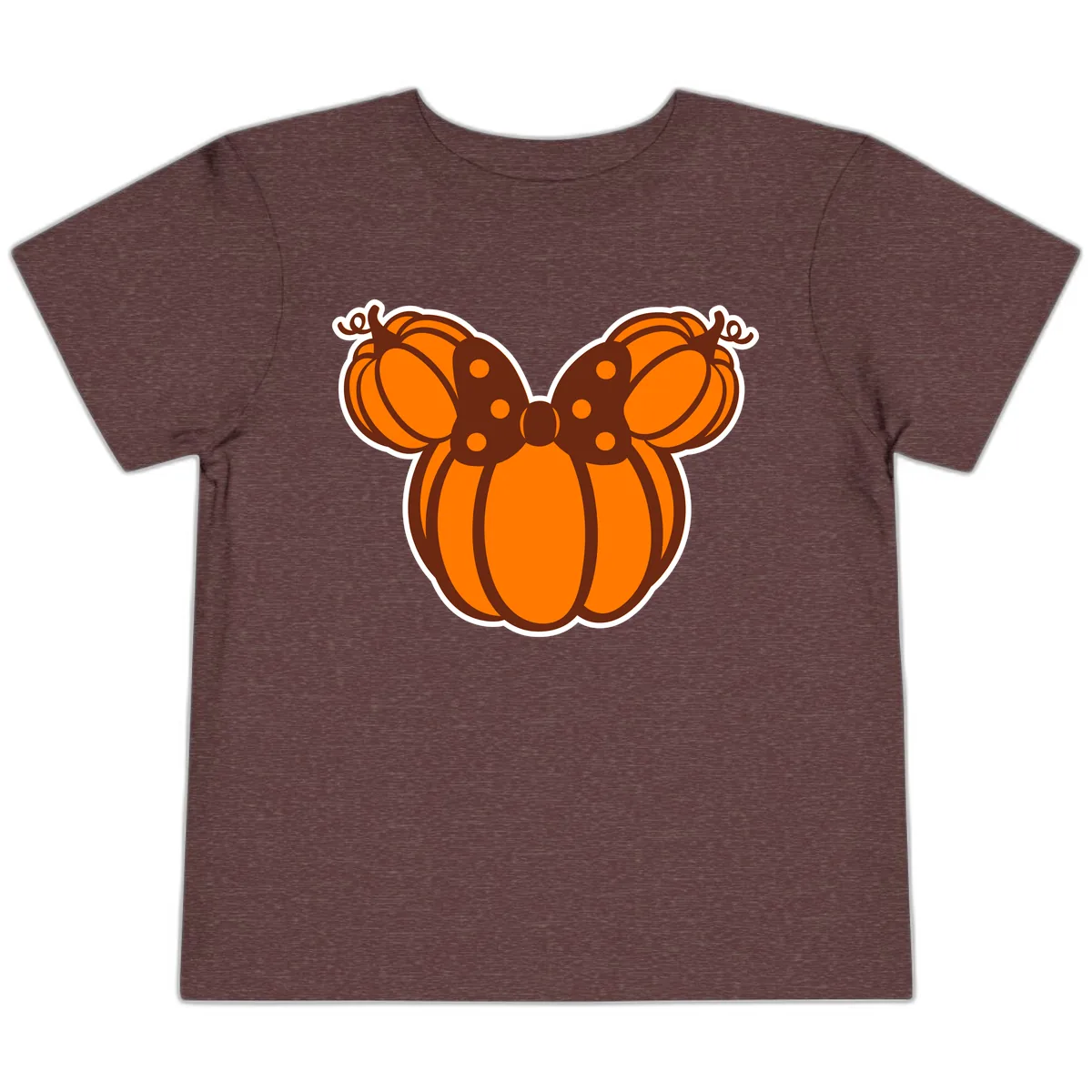Mickey Pumpkin Bow Halloween Design Toddler T-Shirt in Heather Maroon