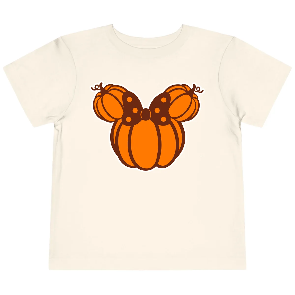 Mickey Pumpkin Bow Halloween Design Toddler T-Shirt in Natural
